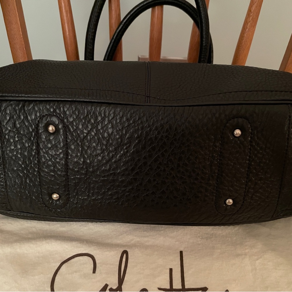 Cole Haan Structured Black Pebbled Leather Satchel Handbag - Picture 11 of 16